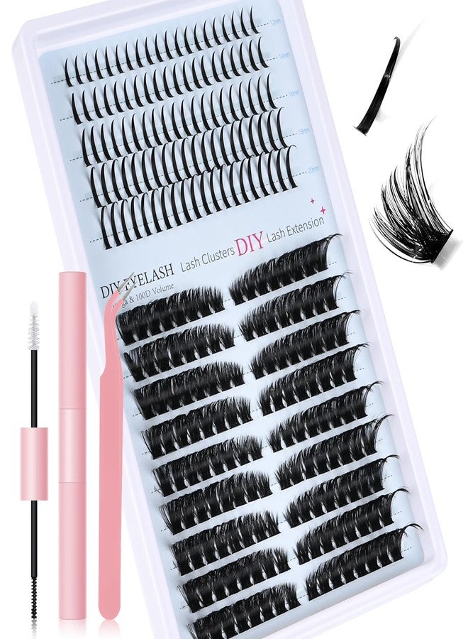 FREEORR 262Pcs Lash Cluster Kit, 100D Mix Length Thick Volume Eyelash Cluster, 12-20mm Spiky Lashes Extension, Wispy Fluffy Spikes Individual Lashes Extension Kit with Lash Bond and Seal, Tweezers - Image 1